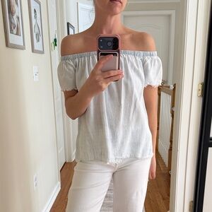 Cloth & Stone Off-Shoulder Blouse in Light Denim